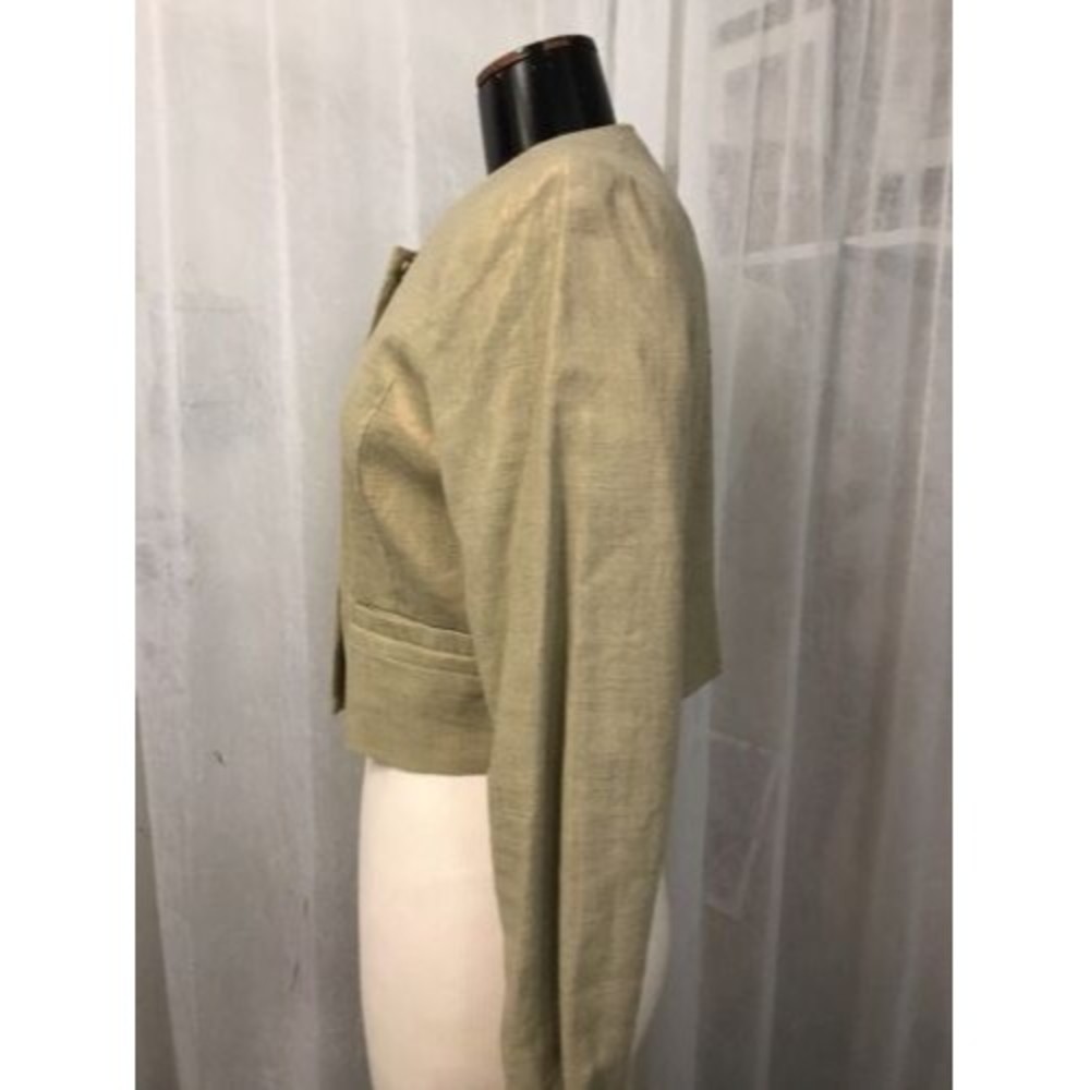 Michael Kors Women's Blazer Beige Linen Metallic Crop Fully Lined Size 6 - Picture 5 of 12